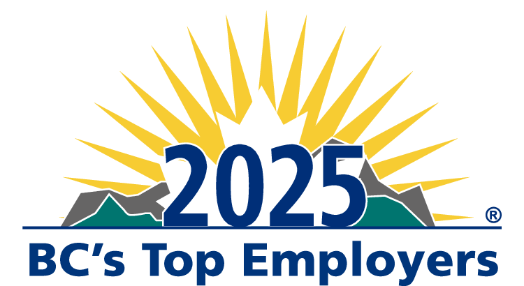 2025 BC Top Employer logo with text and a sun